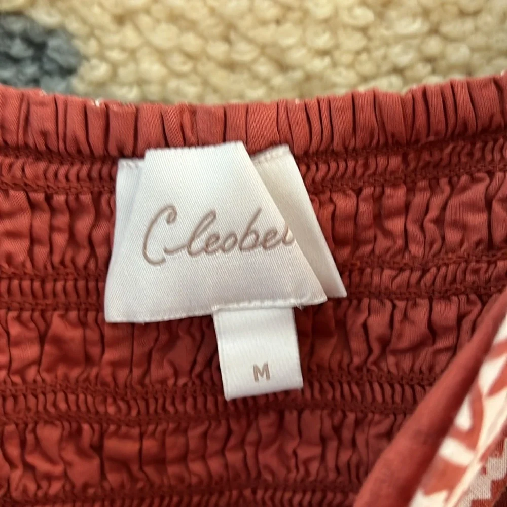 CLEOBELLA Joely Midi Dress Organic Cotton Southwestern Boho Print Rust Copper M - Picture 7 of 13